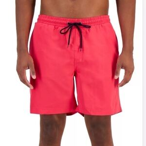 Club Room Quick-Dry Performance Solid 7" Trunks, men swim’s short pink peacock